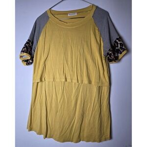Smallshow Nursing T-shirt‎ Large Mustard Yellow Short Sleeve  Stretch